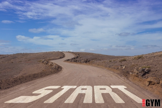 Start line in desert for beginning journey